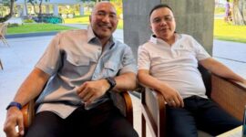 Ketua DPD Partai Gerindra Bali, De Dadjah bersama Prof. Sufmi Dasco Ahmad. ®okedailybali [foto: istimewa]