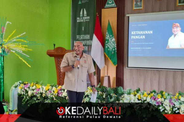 Ketua HKTI Bali, De Gadjah menegaskan ketahanan pangan harus dimulai dari petani, diperkuat koperasi dan bermuara pada gizi rakyat. ®okedailybali [Foto: Istimewa]